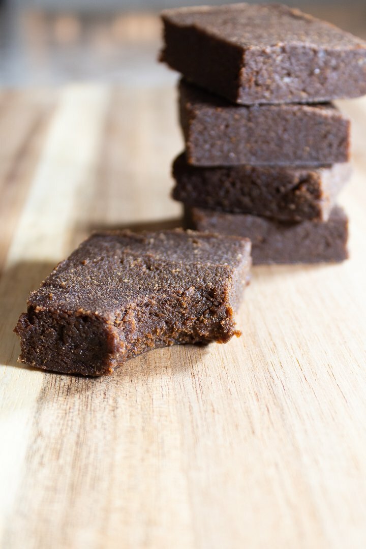 Carob Date Bar with a bite taken out.